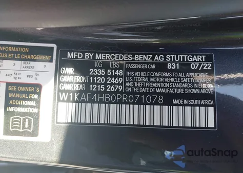 2023 Mercedes-Benz C 300 4Matic from USA, damaged, VIN W1KAF4HB0PR071078